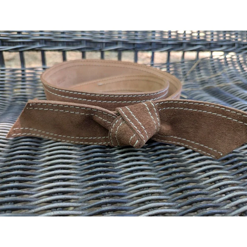Vintage TANNER Italy Brown Suede Leather Knot Tie Accent Belt Size Large 37